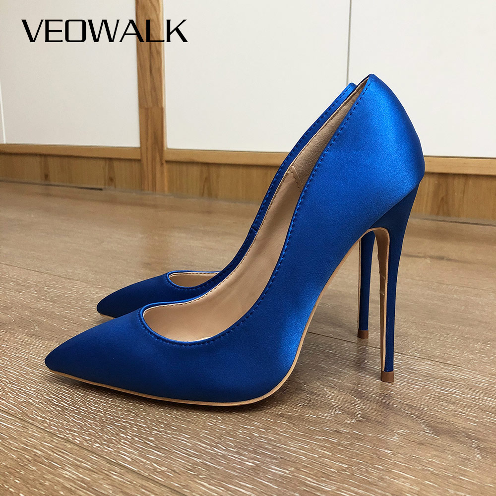 Slip Dress Satin - Veowalk Royal Blue Frauen Silk Satin