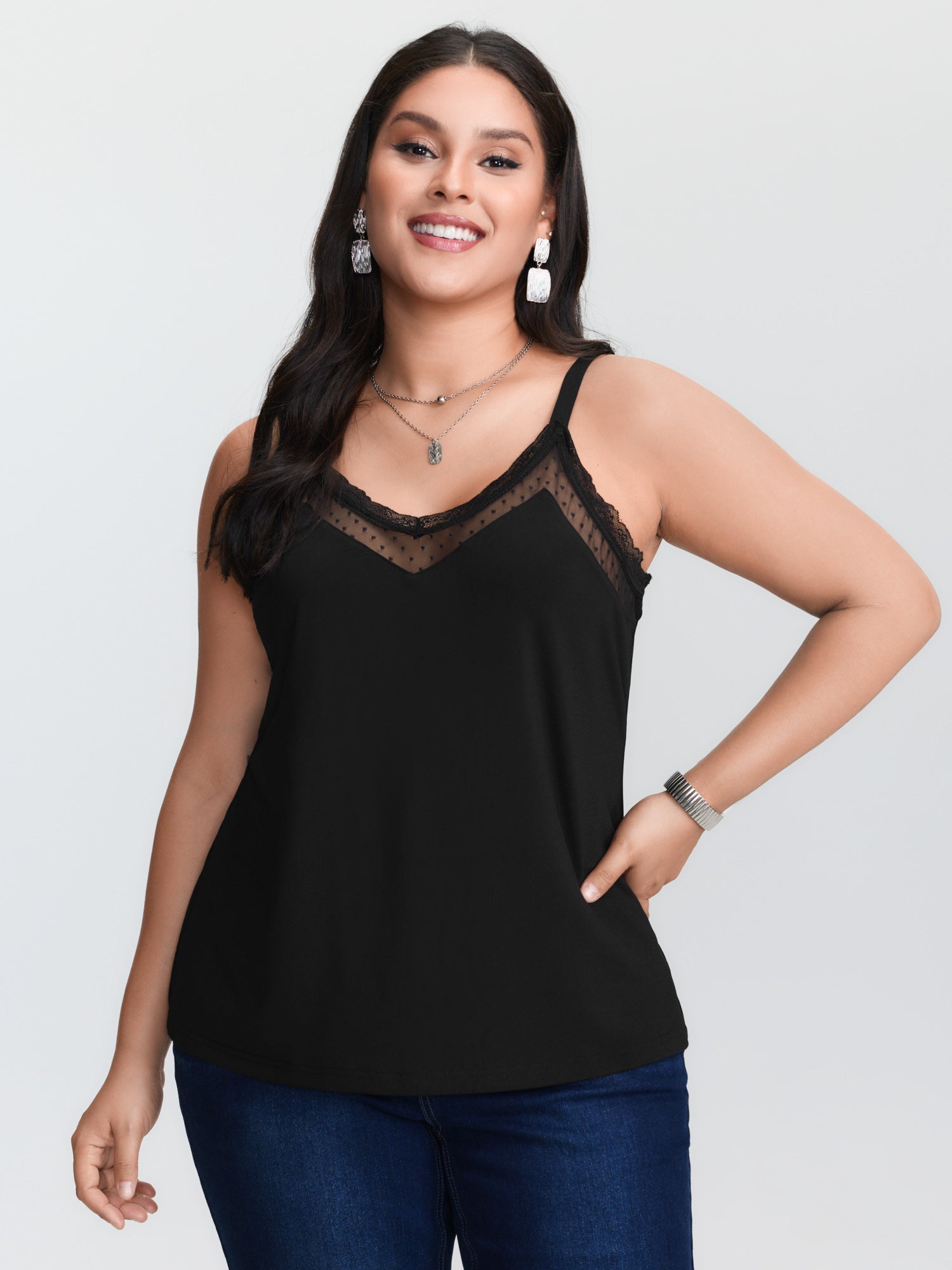 Schwarzes, gestricktes Tanktop – Cami Top Lace Bewertung und Preis